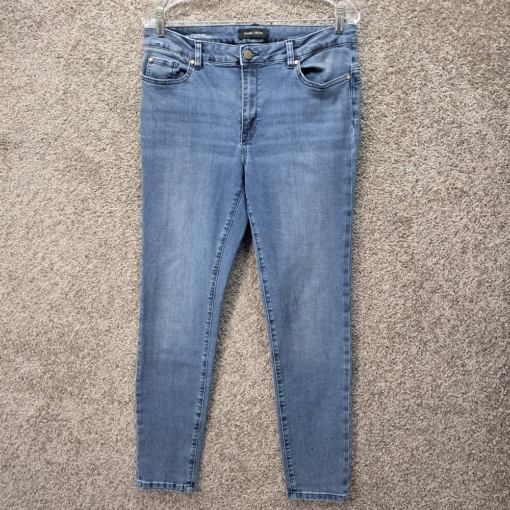 Ivanka‎ Trump Sculpting Jeans Womens 14 Blue Mid Rise Skinny Full Length Denim